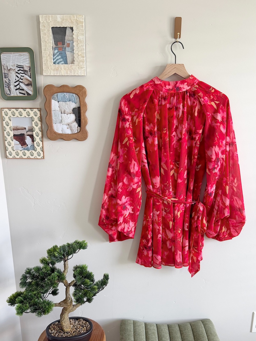 Lulus Lata Red Floral Mock Neck Belted Mini Dress - Picture 6 of 10